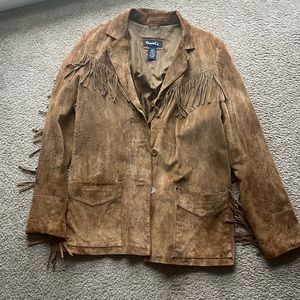 Vintage - Real 🧈suede western shacket with fringe detail